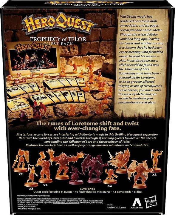 Productafbeelding Hasbro HeroQuest bordspel uitbreiding Prophecy of Telor avonturenpakket *Engelse versie* (Engels, 2 - 5 Spelers)