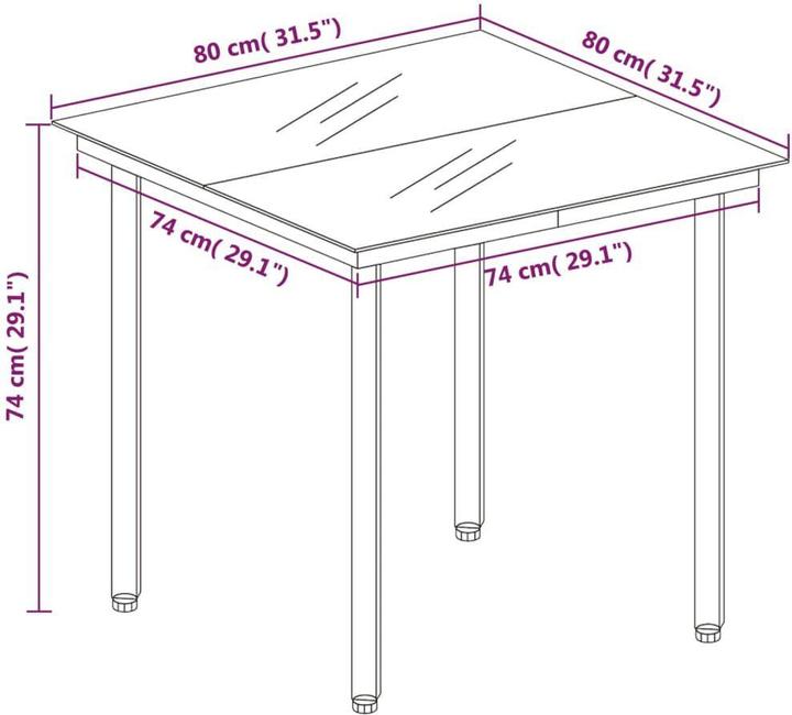 Actual product image vidaXL Garten Essgruppe (80 x 80 x 74 cm)