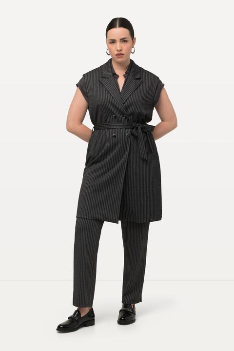 Image du produit Ulla Popken Gilet à rayures, col à revers, deux rangées de boutons (46)