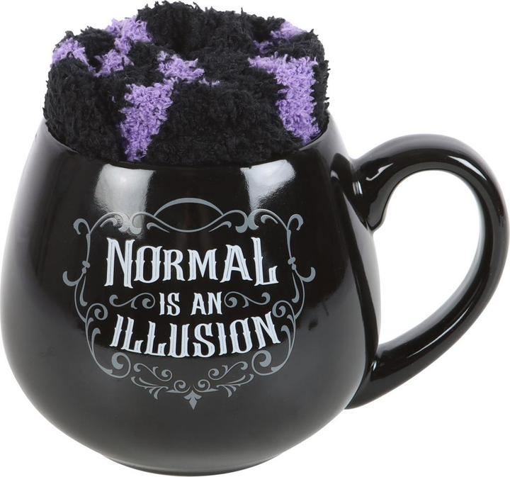 Actual product image Something Different Normal Is An Illusion Gothic Mug and Sock Set (500 ml, 1x)