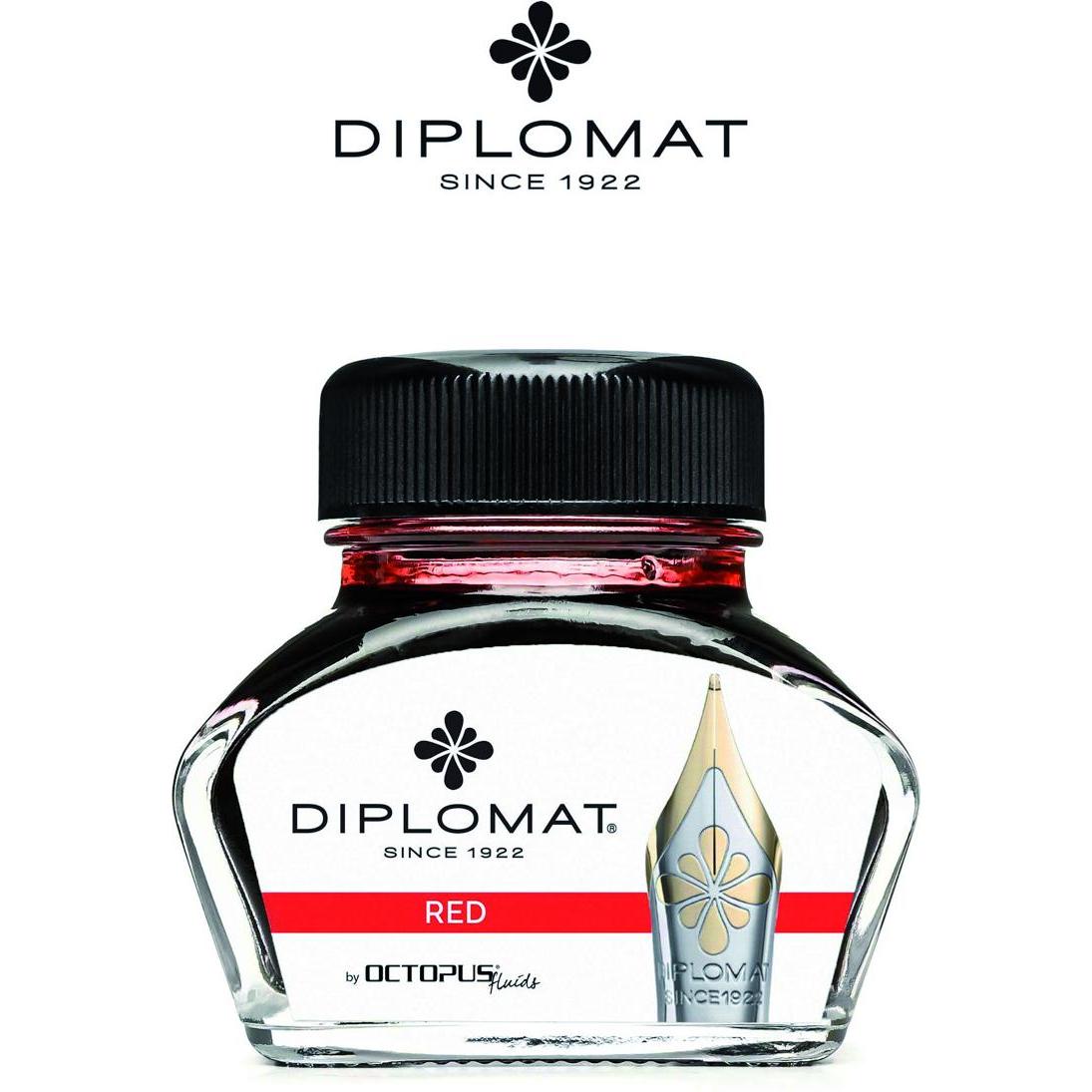 Diplomat, Ersatzpatrone, Tintenglas Octopus 30ml rot (Tintenfass, Rot)