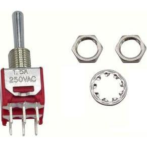 Thumbnail - RND Components Sub-Miniatur-Kippschalter EIN-AUS-EIN rastend 1.5 A / 3 A 2 Wechsler, Taster + Schalter