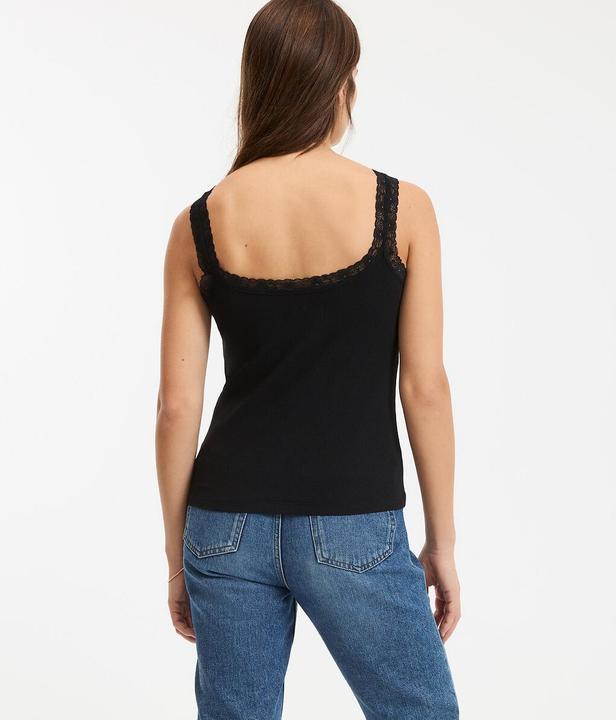 Produktbild La Redoute Collections Top mit V-Ausschnitt und Spitzendetails (S)