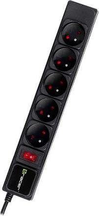 Produktbild Tracer Tra Überspannungsschutz PowerGear 5 m schwarz (5 Steckdosen)