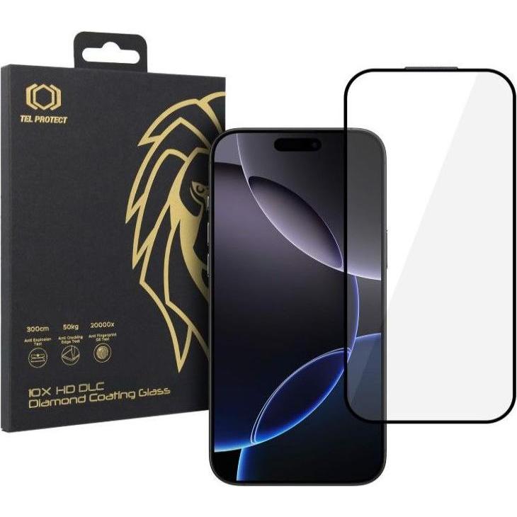 iLike Back panel cover Apple Iphone 16 Pro Max 10X HD DLC Diamond Coating Tempered Glass Black (Apple iPhone 16 Pro Max), Pellicola protettiva smartph