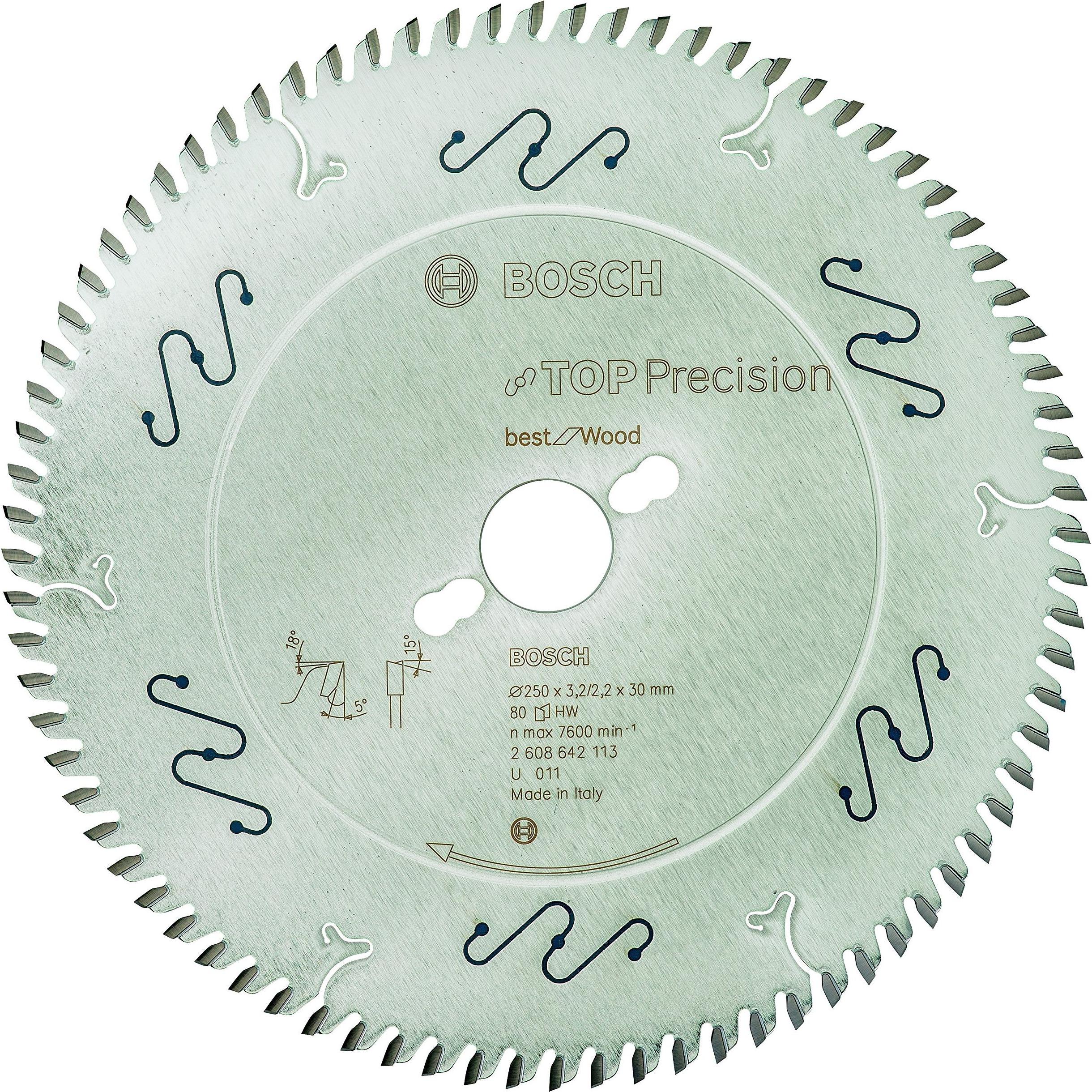 Bosch Professional Zubehör, Sägeblatt, Kreissägeblatt Top Precision Best for Wood, 250 x 30 x 3,2 mm, 80