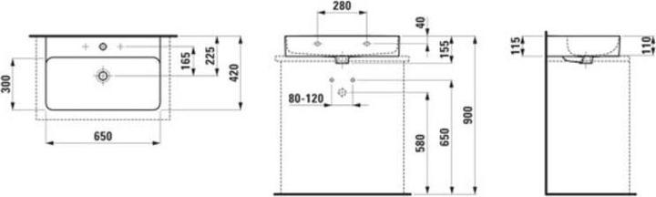 Produktbild Laufen Aufsatzwaschtisch VAL 650x420mm m ÜL 1 HL-Ausf. weiss (420 mm, 650 mm)