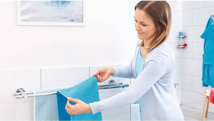 Immagine prodotto tesa LOXX portasalviette da bagno a due bracci con soluzione adesiva senza foratura