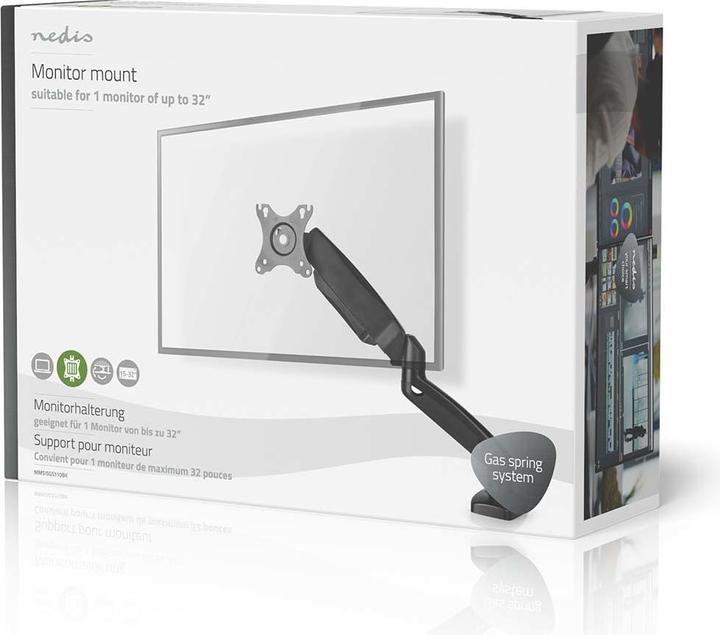 Actual product image Nedis Desk Monitor Holder | Gas Spring | 1 Screen(s) | 15 - 32 " | 75x75 / 100x100 | Vol (Table, 32")