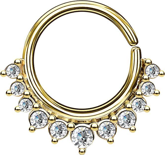 Image du produit Star Piercing Anneau septum 14k doré avec onze cristaux (Laiton)
