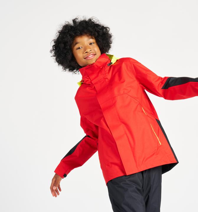 Produktbild Tribord Regenjacke Segeljacke Kinder wasserdicht winddicht - Sailing 300 rot/gelb (122)