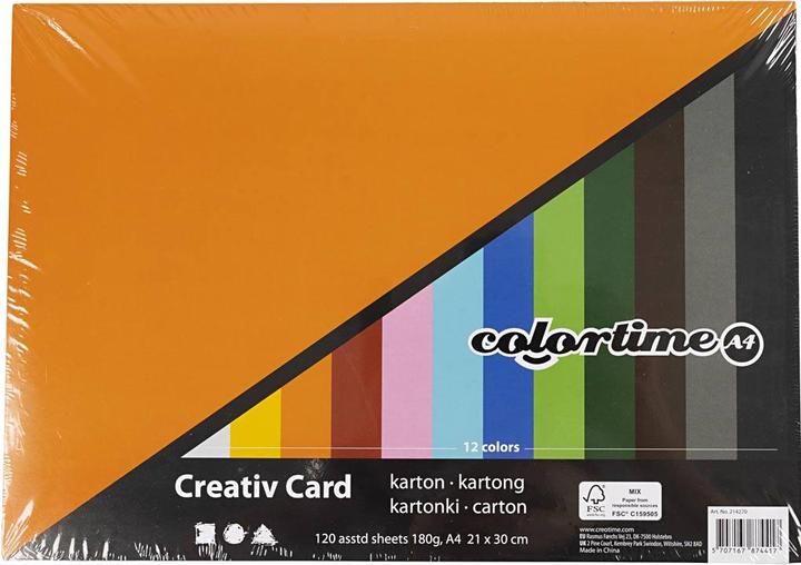 Produktbild Creativ Company Gekleurd Karton A4, 12 x 10 Vellen (180 g/m², 120 x)