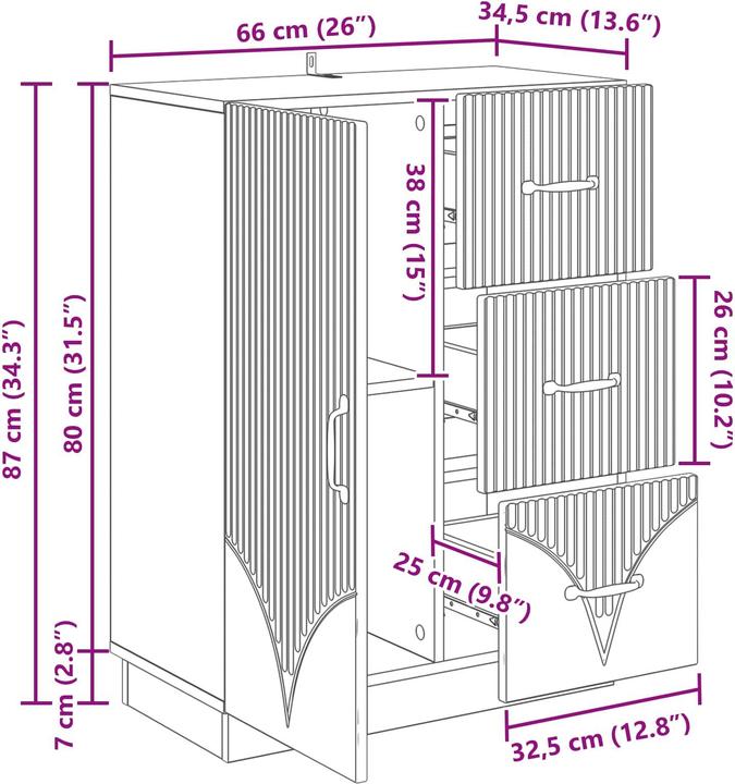 Produktbild vidaXL Aufbewahrungsmöbel (34.50 x 66 x 87 cm)