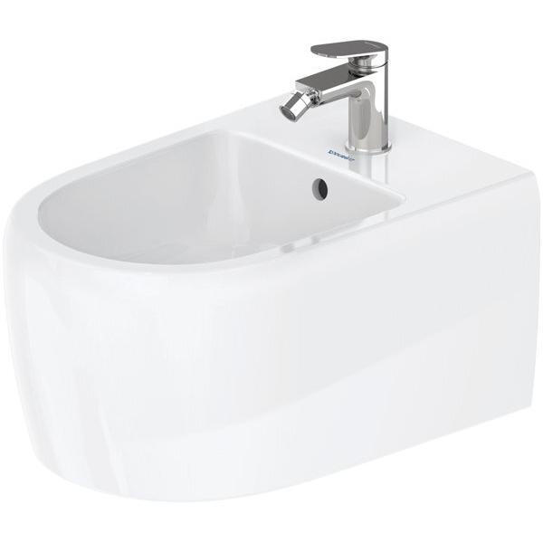 Duravit, Toilette + Bidet, Qatego Wandbidet, 1 Hahnloch, mit Überlauf, 385x570x285mm