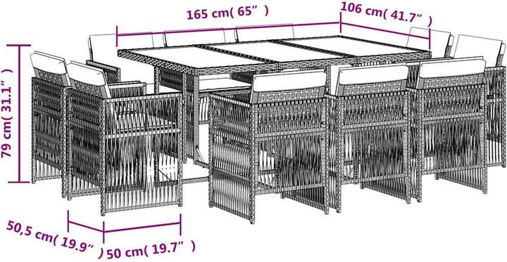 Produktbild vidaXL Garten Essgruppe (165 x 106 x 73 cm)