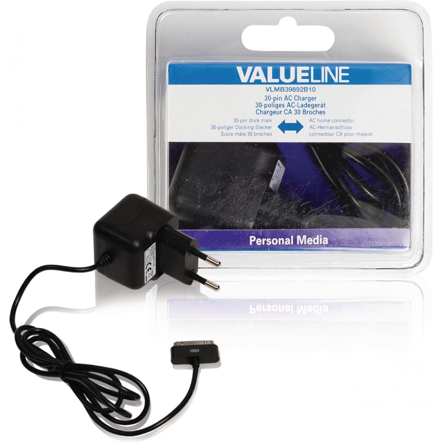 Thumbnail - Valueline Ladegerät 1-Ausgang 2.1 A 2.1 A Apple 30-pol. Schwarz, USB Ladegerät