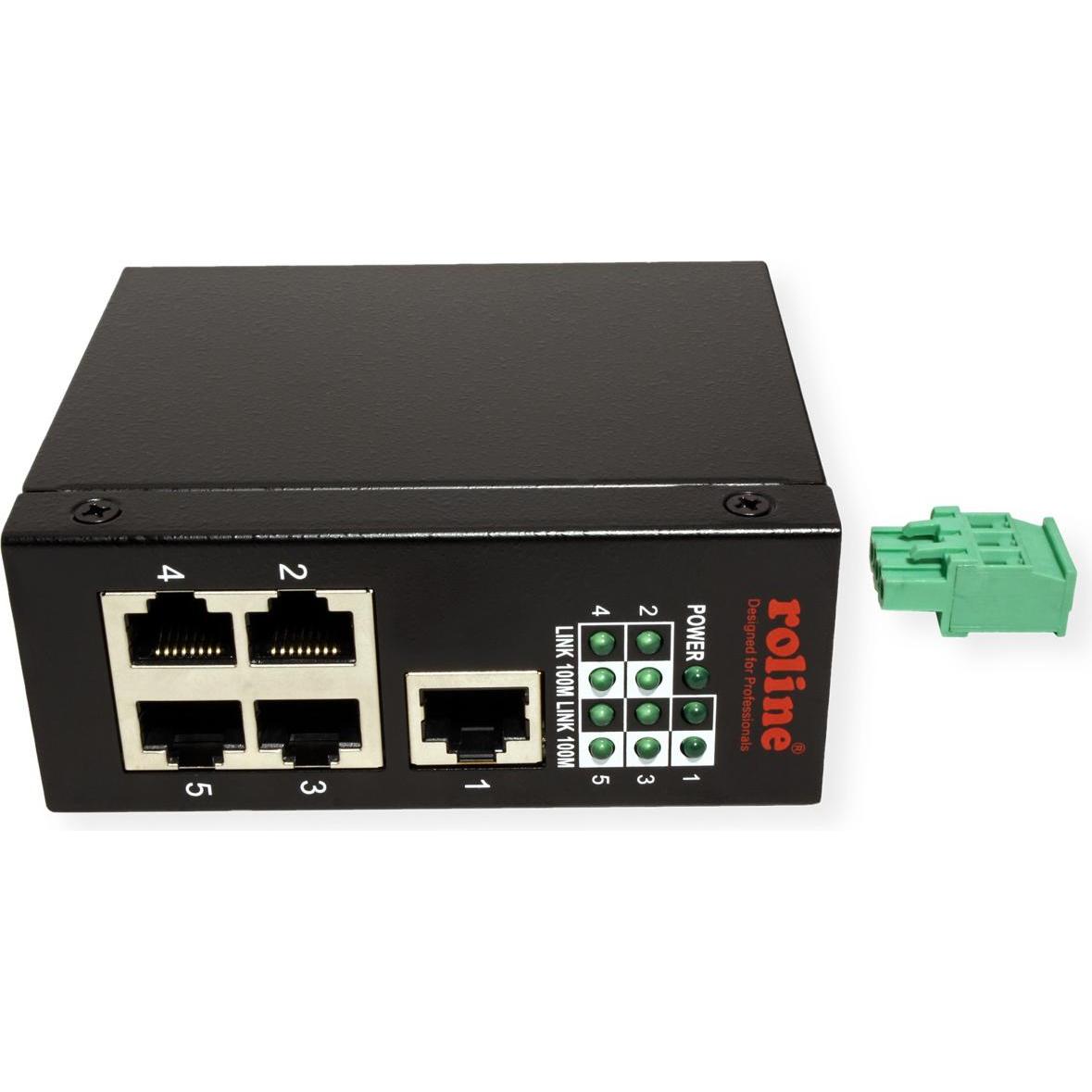 Thumbnail - Roline Industrie Switch 5x RJ-45, unmanaged (5 Ports), Netzwerk Switch, Schwarz