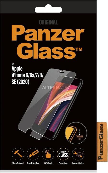 Immagine prodotto PanzerGlass vestibilità standard (1 pz., Apple iPhone 6, Apple iPhone 6s, Apple iPhone 7, Apple iPhone 8, Apple iPhone SE (seconda generazione), Apple iPhone SE (terza generazione))