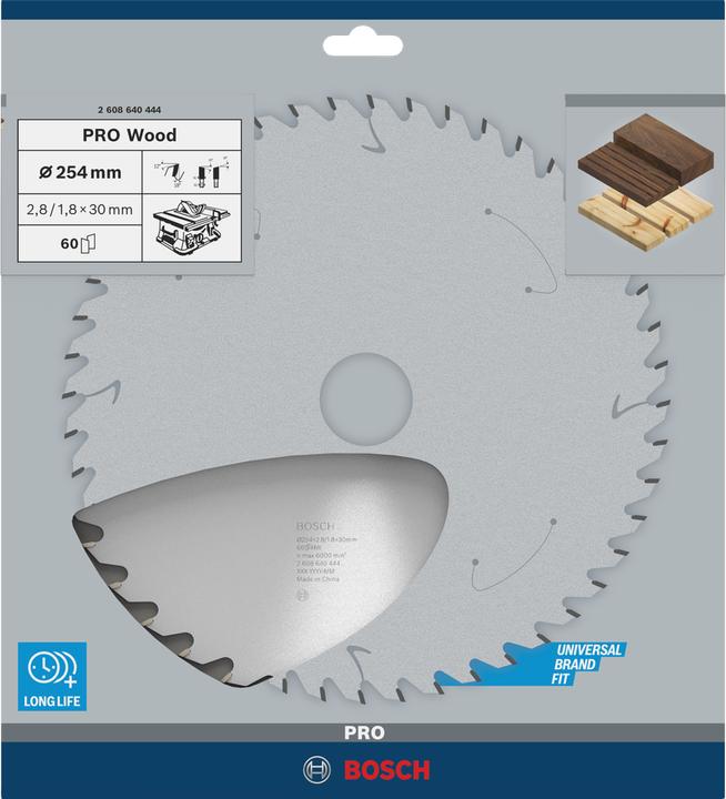 Immagine prodotto Bosch Professional Zubehör Lama per sega circolare PRO Wood, 254 x 2,8 x 30 mm
