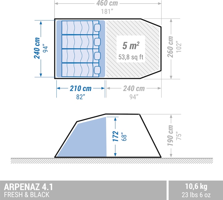 Produktbild Quechua ARPENAZ FAMILY 4.1 F&B (Tunnelzelt, 10.60 kg, 4 Personen)