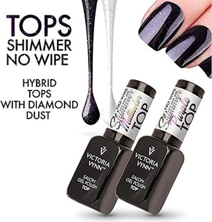 Actual product image Visconti Di Modrone Victoria Vynn Top Shimmer No Wipe UV Led Gel Polish Nails Soak Off 8ml Multicolour (Multicoloured, UV gel varnish)