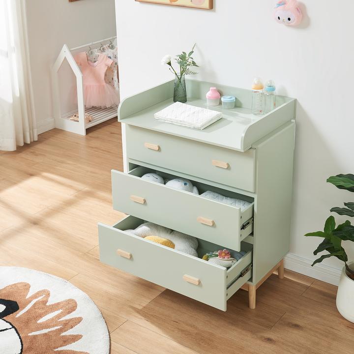 Actual product image En.Casa Wickelkommode Sarievn mit Wickelauflage 100x80x53 cm Mintgrün