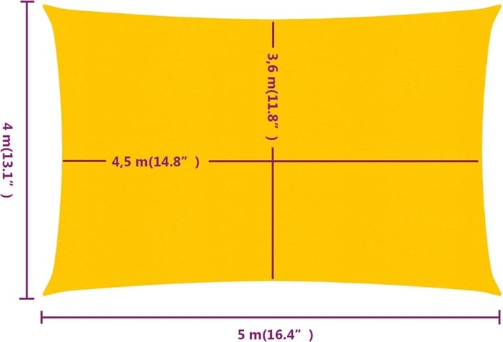 Actual product image VidaXL Sonnensegel 160 g/m² Rechteckig HDPE (4 x 5 m)