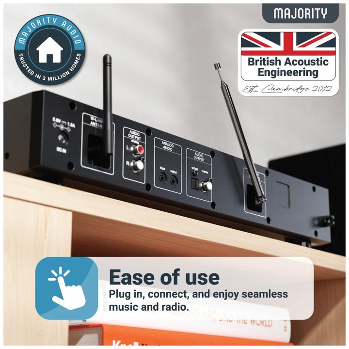 Produktbild Majority Fitzwilliam 2024 Black DAB+ Radio (Internetradio, DAB+, FM, KW, Bluetooth, WLAN)