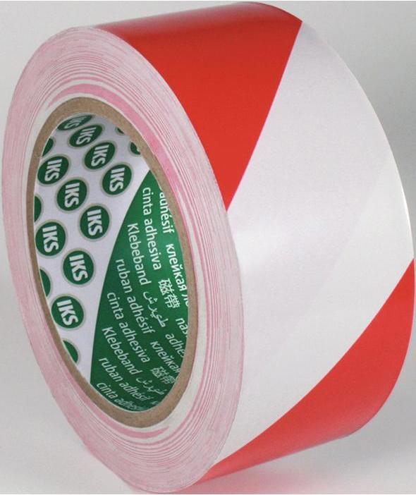 IKS Ruban de marquage au sol F33 PVC rouge/blanc Longueur 33 m Largeur 50 mm (50 mm)