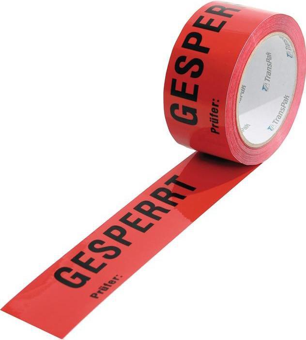Produktbild Transpak Warnklebeband PP Gesperrt Länge 66 m, Breite 50 mm rot (50 mm)
