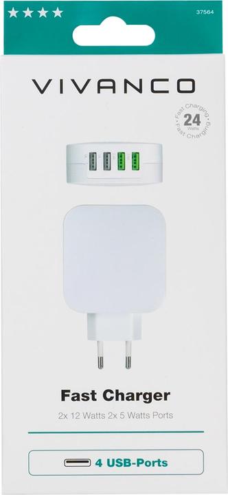 Produktbild Vivanco USB Ladegerät mit Smart-IC (24 W, 4 Ports)