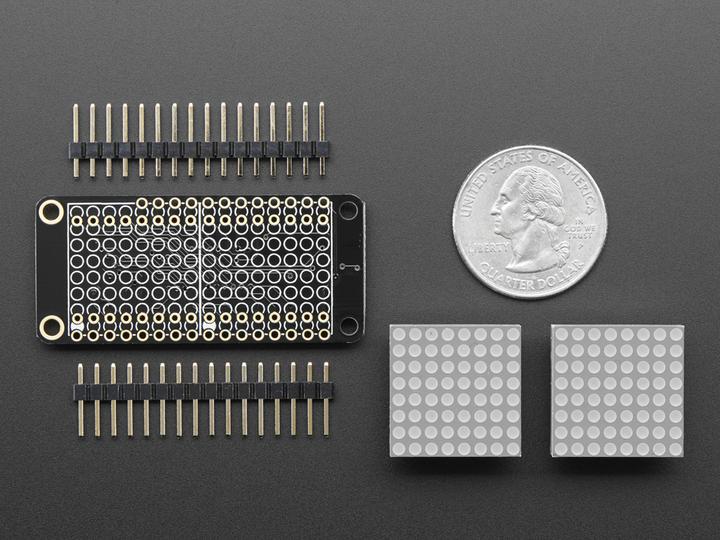 Image du produit Adafruit 0.8" (2cm) 8x16 LED Matrix FeatherWing Kit jaune-G (Kit électronique)