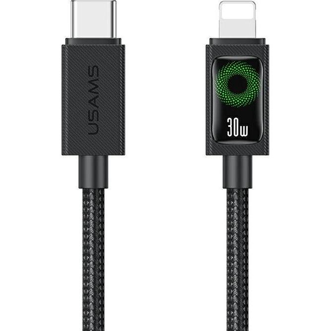 Usams Cable U92 30W USB-C to Lightning 1.2m black (1.20 m, 30 W), Cavo USB
