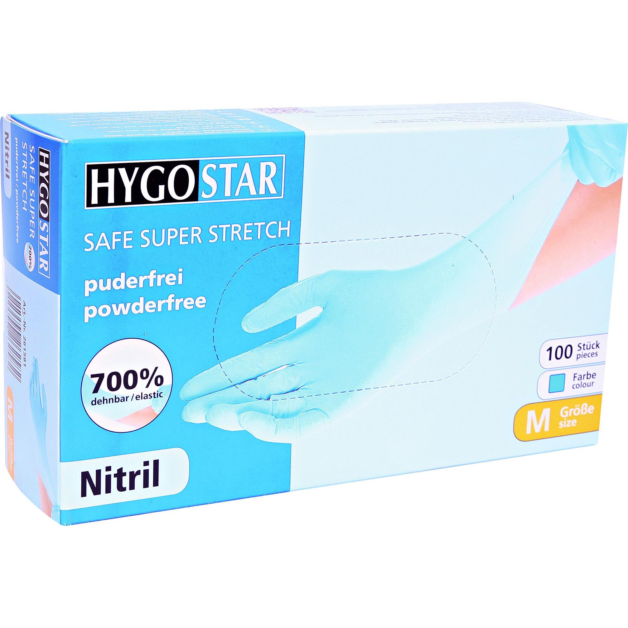 Thumbnail - Hygostar, Schutzhandschuhe, unisex Einmalhandschuhe SAFE SUPER STRETCH blau Grösse XL 100 St. (XL)