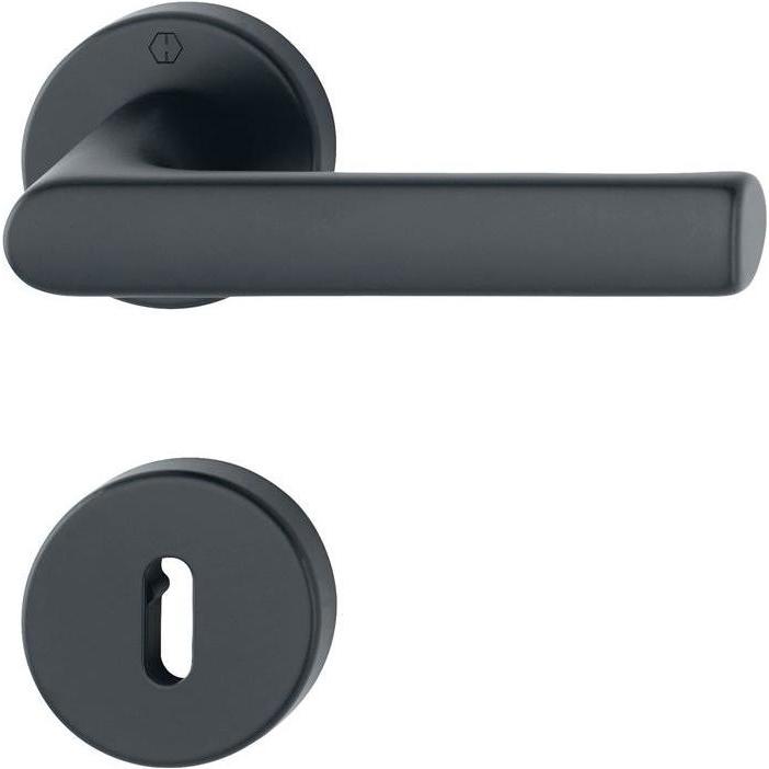 Hoppe, Türgriff + Fenstergriff, Rosettengarnitur Hamburg 1700 / 42KB/42KBS Aluminium F9714M rund OB DIN links / rechts D...