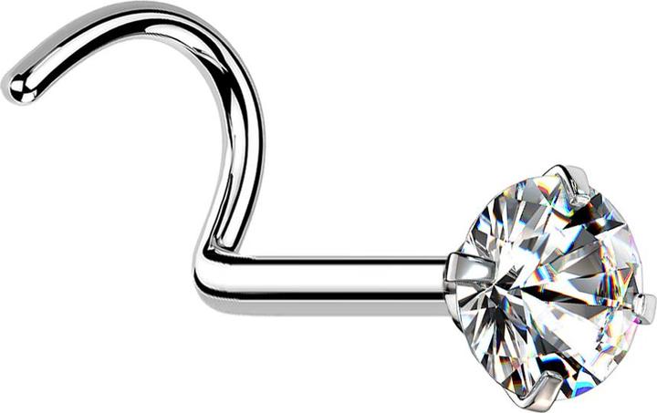 Immagine prodotto Star Piercing Borchia da naso curva in argento set di cristalli rotondi in argento (senza ottone, Acciaio chirurgico 316L)
