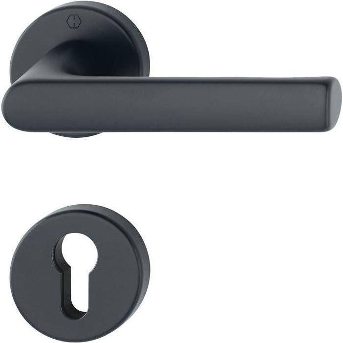 Hoppe, Türgriff + Fenstergriff, Rosettengarnitur Hamburg 1700 / 42KB/42KBS Aluminium F9714M rund PZ DIN links / rechts D...