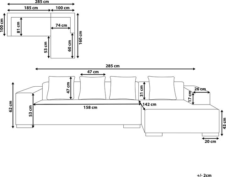 Actual product image Beliani Lungo (4-seater, Corner sofa)