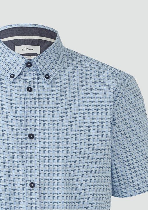Immagine prodotto s.Oliver Hemd Regular Fit: Gemustertes Kurzarmhemd aus Baumwolle mit Button-Down-Kragen (L)