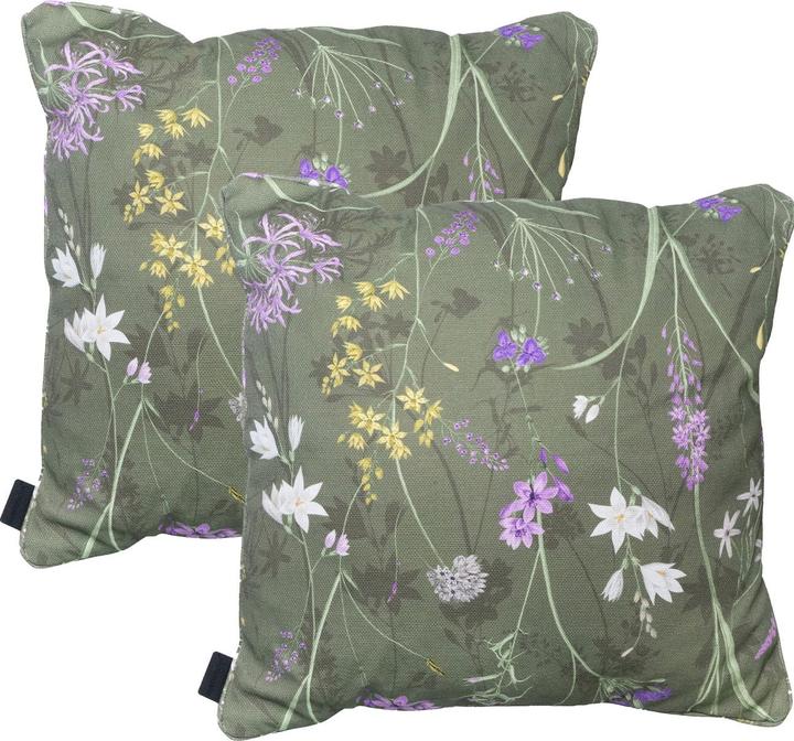 Natura Punto 2er-Set Deko-Kissen Outdoor, Blumenmuster grün, 50 x 50 x 10 cm (50 x 50 cm)