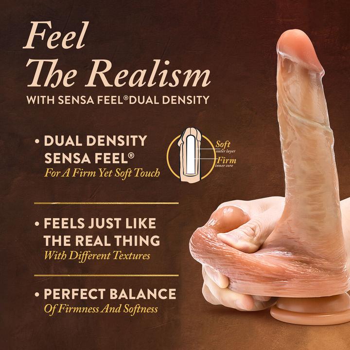 Productafbeelding Blush Renaissance Davinci Schuifbare Voorhuid Dildo met Knijpbare Ballen Tan Vlees 20,3 cm