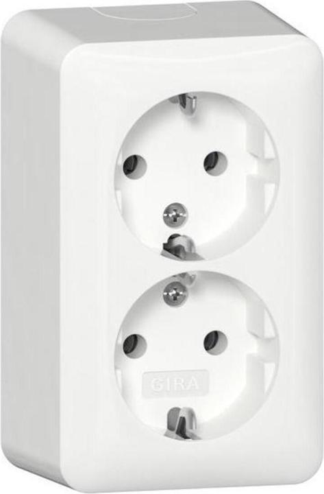 Gira 2f-SCHUKO plug-in socket + mounting plate 478013 surface-mounted Pure white