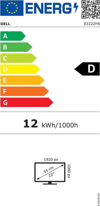 Energielabel Dell E2222HS (1920 x 1080 Pixels, 21.45")