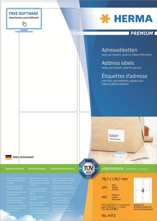 Produktbild HERMA Universal Etiketten A4