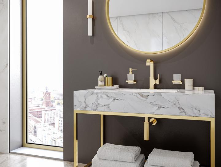 Produktbild hansgrohe AddStoris Glashalter, Wandmontage, polished gold