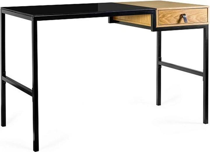 Image du produit Unique Bureau avec tiroir LESTE 120 x 60 cm noir/chêne (120 x 60 x 76 cm)