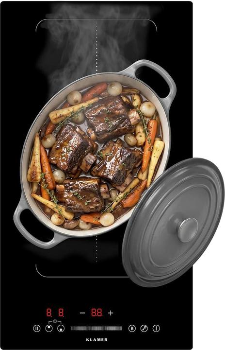 KLAMER Induktionskochfeld 30 cm, 2 Zonen mit 1 Flexzone, 3500 Watt, Boost Funktion, 9 Leistungs… (51.90 cm, Induktionskochfeld)