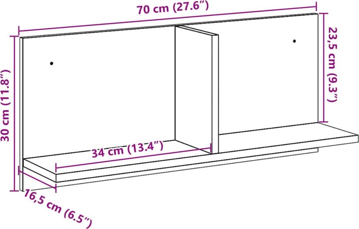 Immagine prodotto VidaXL Armadio a muro (70 x 16,5 x 30 cm)