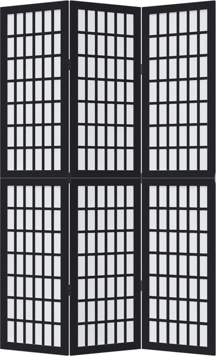Actual product image VidaXL Screen room divider partition wall 3-piece black solid wood paulownia