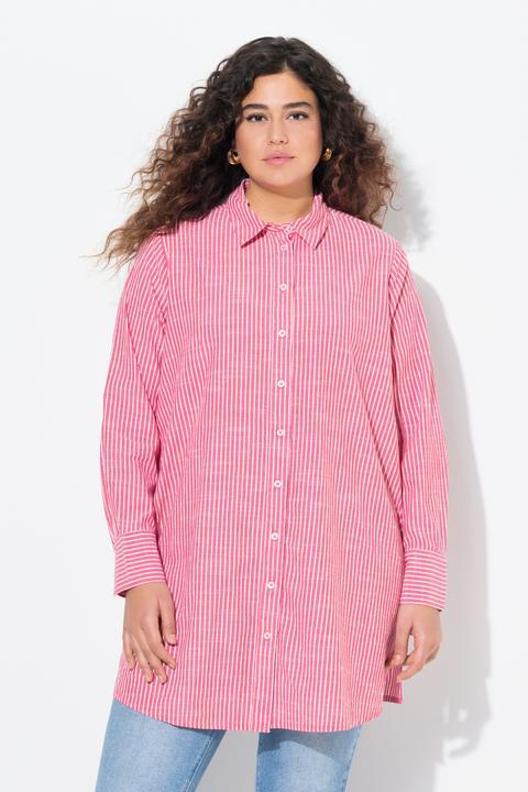 Produktbild Ulla Popken Longbluse, Streifen, A-Linie, Hemdkragen, Langarm (50, 52)